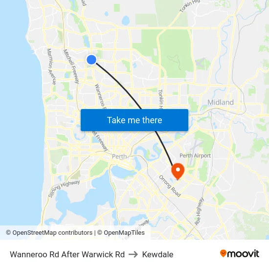 Wanneroo Rd After Warwick Rd to Kewdale map