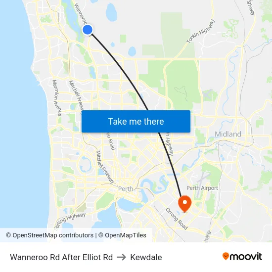 Wanneroo Rd After Elliot Rd to Kewdale map
