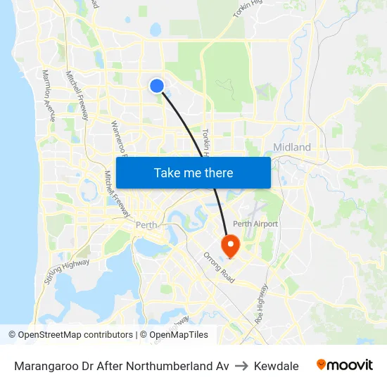 Marangaroo Dr After Northumberland Av to Kewdale map
