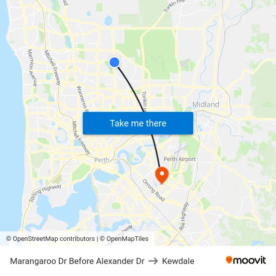 Marangaroo Dr Before Alexander Dr to Kewdale map