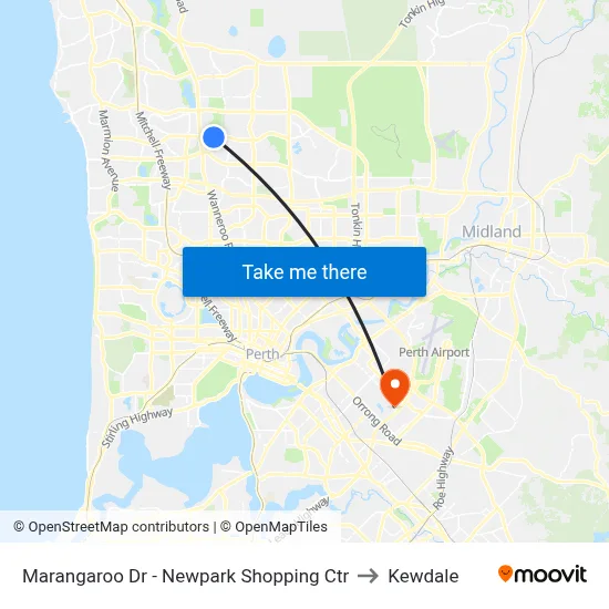 Marangaroo Dr - Newpark Shopping Ctr to Kewdale map