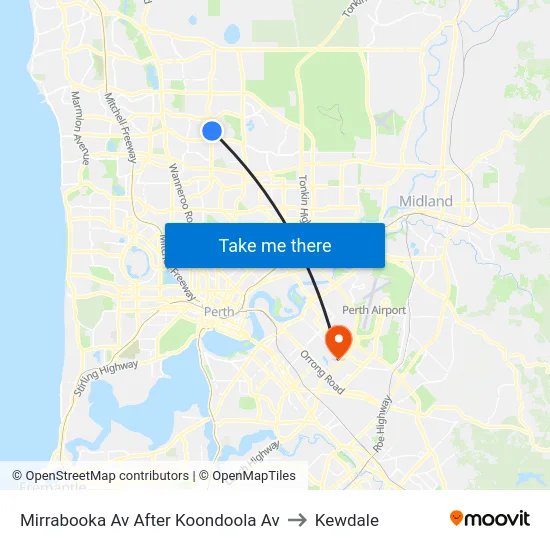 Mirrabooka Av After Koondoola Av to Kewdale map