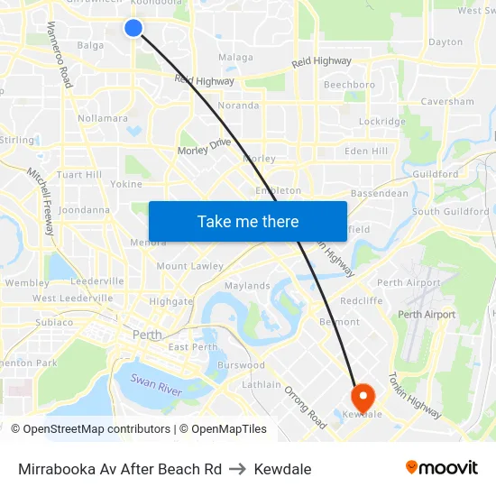 Mirrabooka Av After Beach Rd to Kewdale map