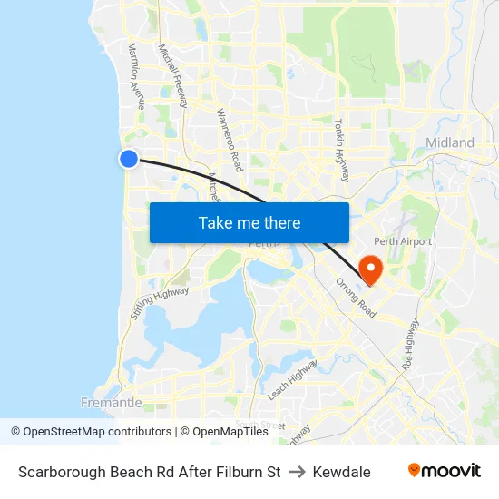 Scarborough Beach Rd After Filburn St to Kewdale map