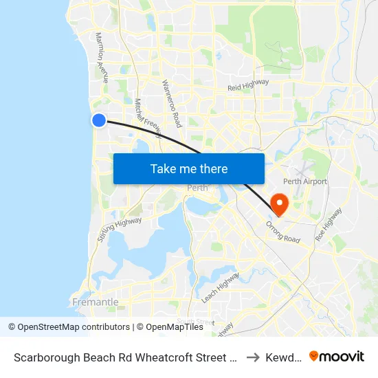 Scarborough Beach Rd Wheatcroft Street Cat Id 22 to Kewdale map
