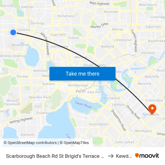 Scarborough Beach Rd St Brigid's Terrace Cat Id 29 to Kewdale map