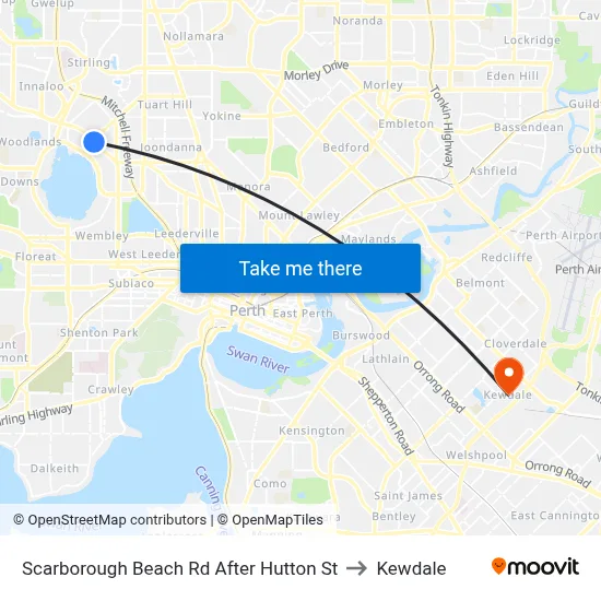 Scarborough Beach Rd After Hutton St to Kewdale map