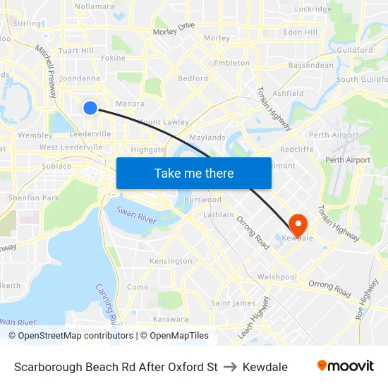 Scarborough Beach Rd After Oxford St to Kewdale map
