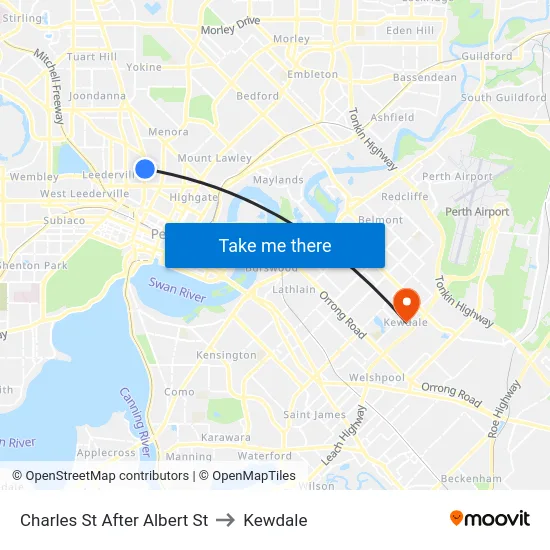 Charles St After Albert St to Kewdale map