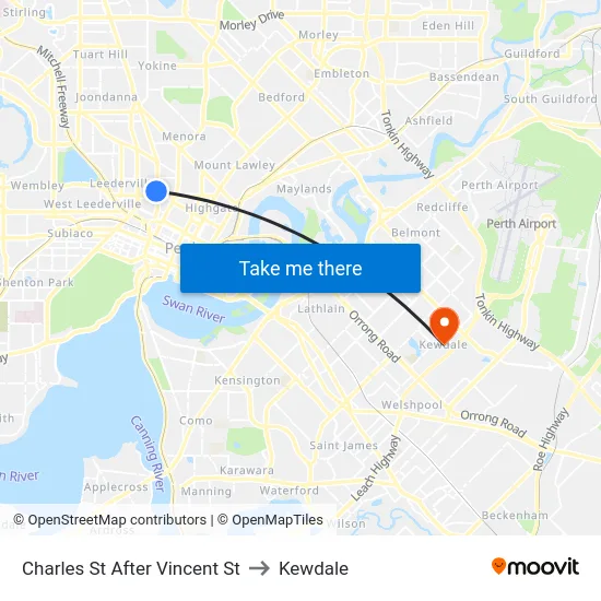 Charles St After Vincent St to Kewdale map