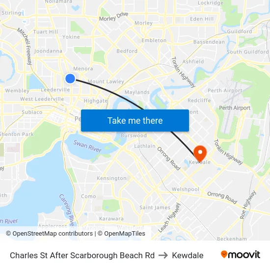 Charles St After Scarborough Beach Rd to Kewdale map
