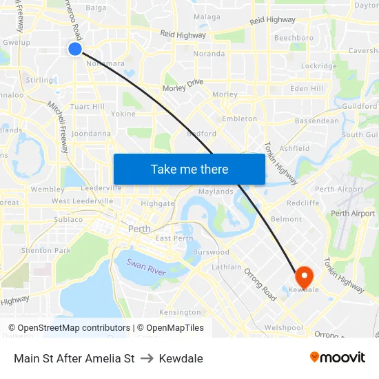 Main St After Amelia St to Kewdale map