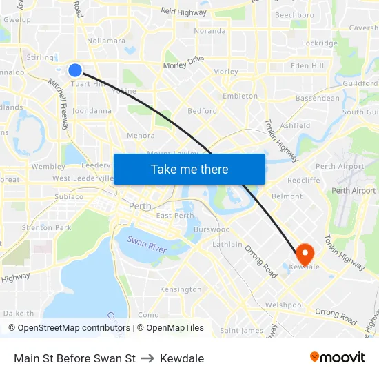 Main St Before Swan St to Kewdale map