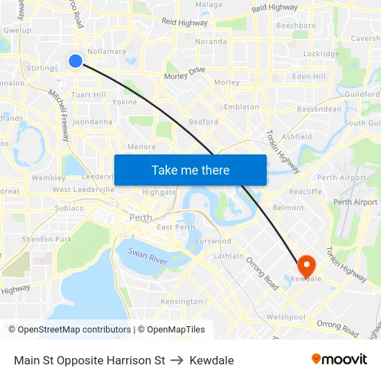 Main St Opposite Harrison St to Kewdale map