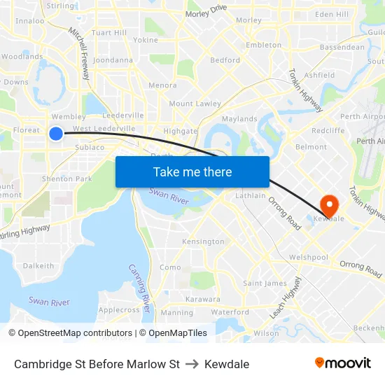 Cambridge St Before Marlow St to Kewdale map