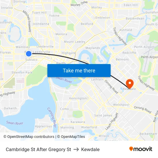 Cambridge St After Gregory St to Kewdale map