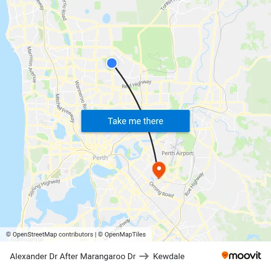 Alexander Dr After Marangaroo Dr to Kewdale map