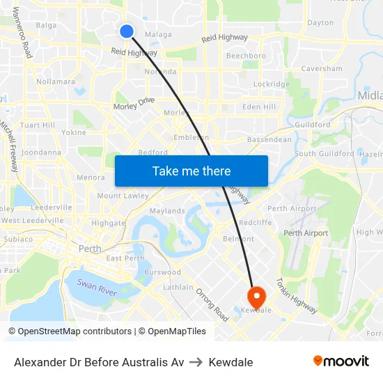 Alexander Dr Before Australis Av to Kewdale map