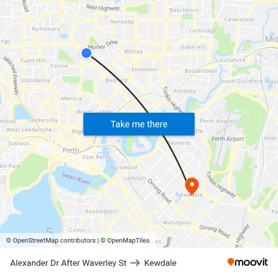 Alexander Dr After Waverley St to Kewdale map
