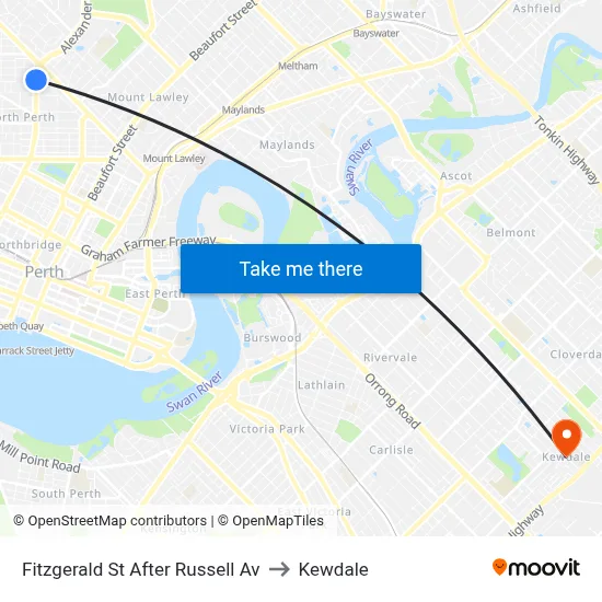 Fitzgerald St After Russell Av to Kewdale map