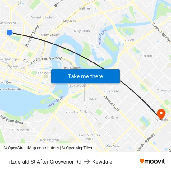 Fitzgerald St After Grosvenor Rd to Kewdale map
