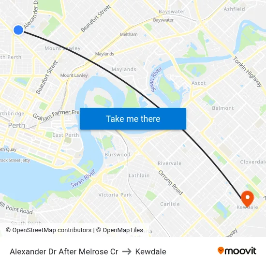 Alexander Dr After Melrose Cr to Kewdale map