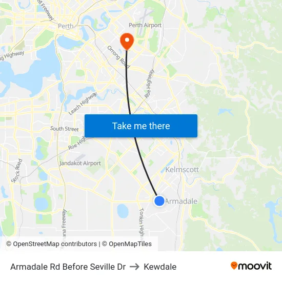 Armadale Rd Before Seville Dr to Kewdale map