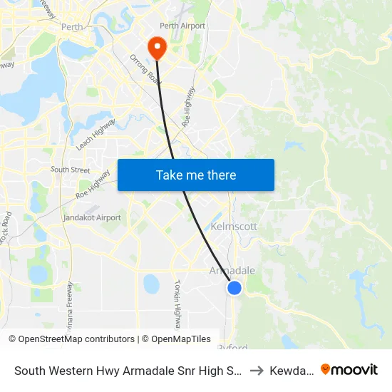 South Western Hwy Armadale Snr High Sch to Kewdale map