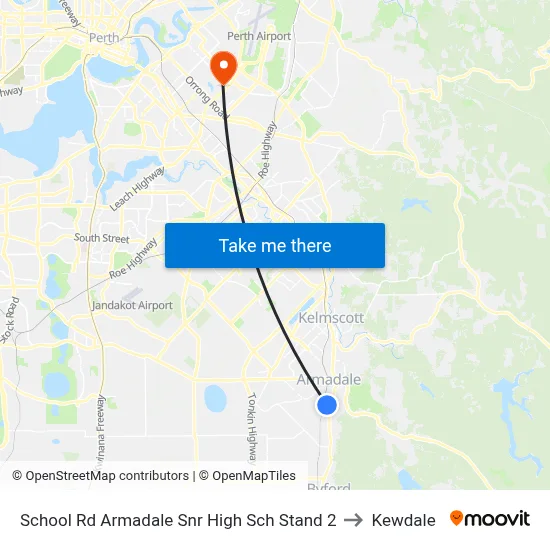 School Rd Armadale Snr High Sch Stand 2 to Kewdale map