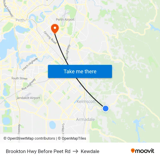 Brookton Hwy Before Peet Rd to Kewdale map
