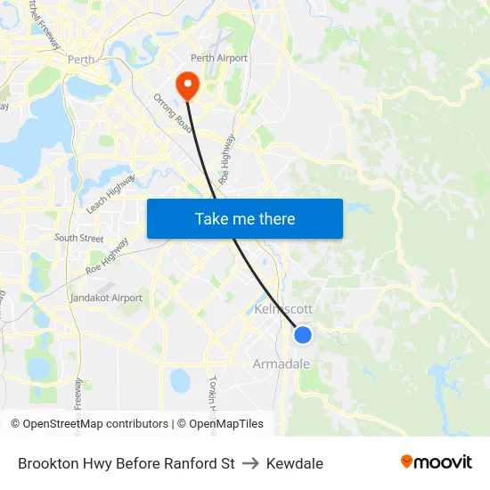Brookton Hwy Before Ranford St to Kewdale map