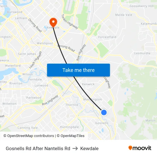Gosnells Rd After Nantellis Rd to Kewdale map