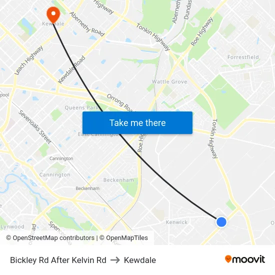 Bickley Rd After Kelvin Rd to Kewdale map