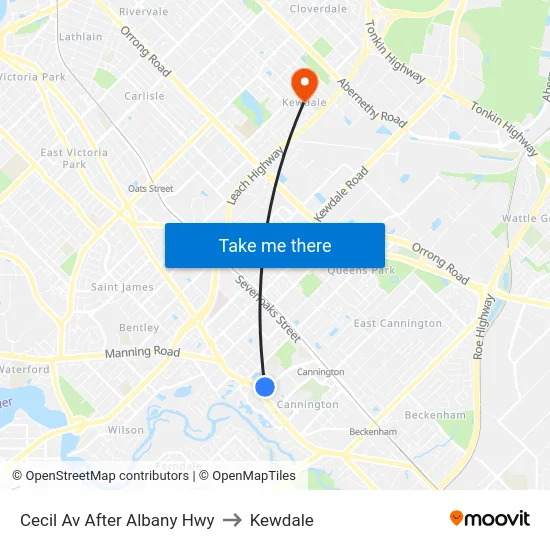 Cecil Av After Albany Hwy to Kewdale map