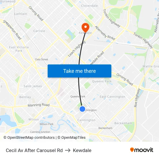Cecil Av After Carousel Rd to Kewdale map