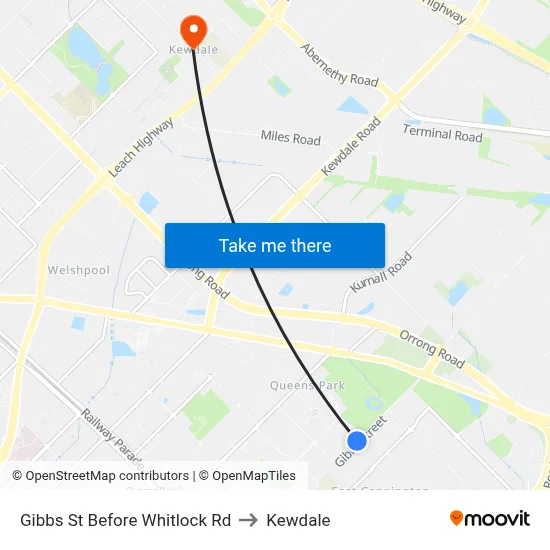 Gibbs St Before Whitlock Rd to Kewdale map