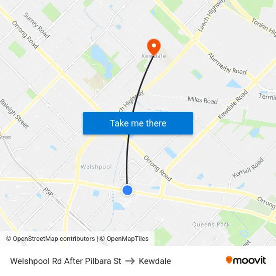 Welshpool Rd After Pilbara St to Kewdale map