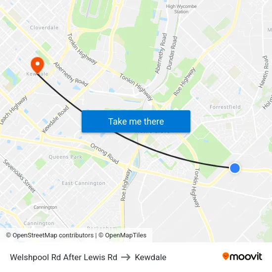 Welshpool Rd After Lewis Rd to Kewdale map