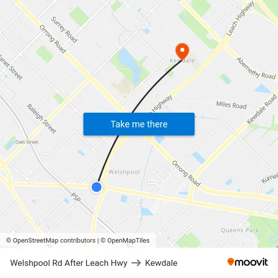 Welshpool Rd After Leach Hwy to Kewdale map