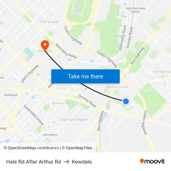 Hale Rd After Arthur Rd to Kewdale map