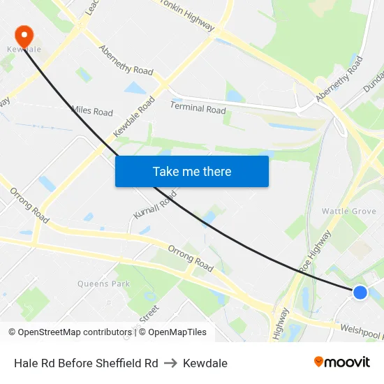 Hale Rd Before Sheffield Rd to Kewdale map