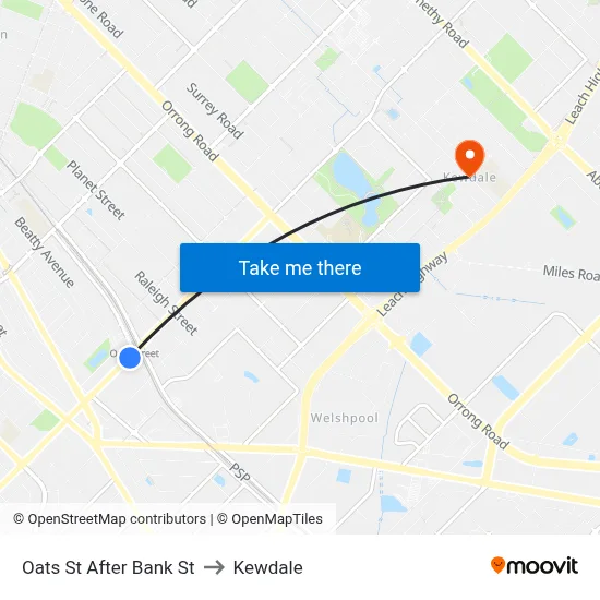 Oats St After Bank St to Kewdale map