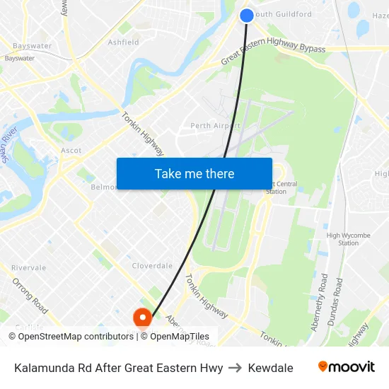 Kalamunda Rd After Great Eastern Hwy to Kewdale map