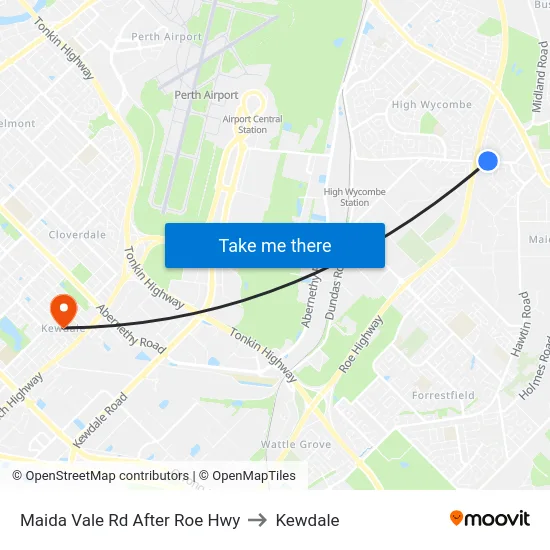 Maida Vale Rd After Roe Hwy to Kewdale map