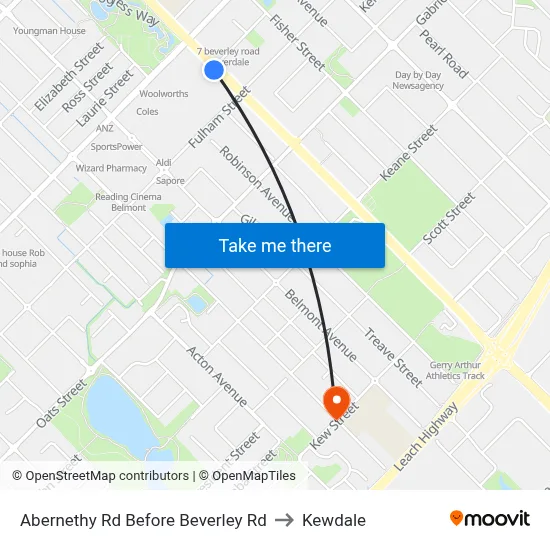 Abernethy Rd Before Beverley Rd to Kewdale map