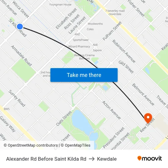 Alexander Rd Before Saint Kilda Rd to Kewdale map
