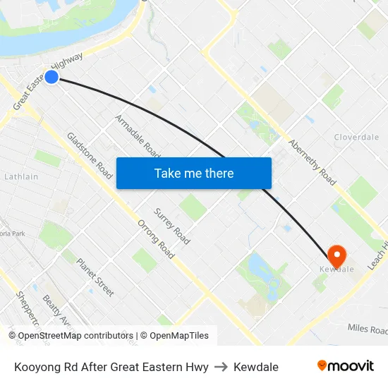 Kooyong Rd After Great Eastern Hwy to Kewdale map