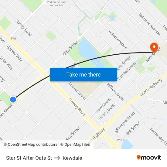 Star St After Oats St to Kewdale map