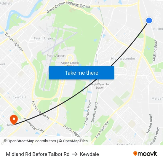Midland Rd Before Talbot Rd to Kewdale map