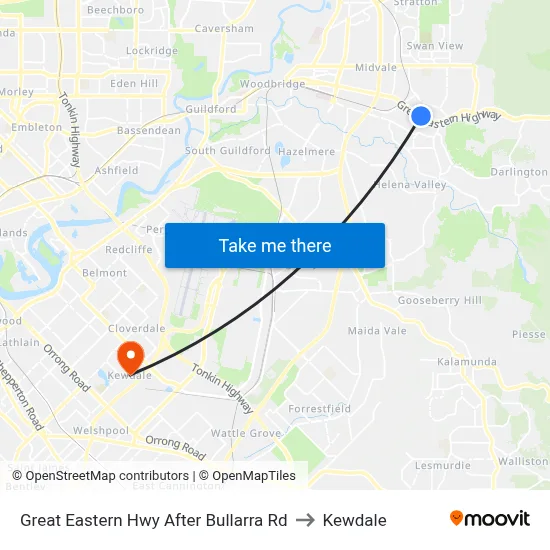 Great Eastern Hwy After Bullarra Rd to Kewdale map